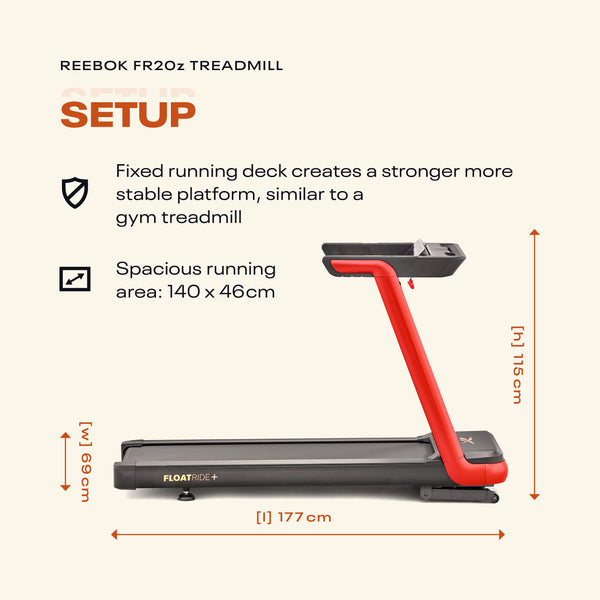 Reebok FR20z Treadmill Setup Dimensions