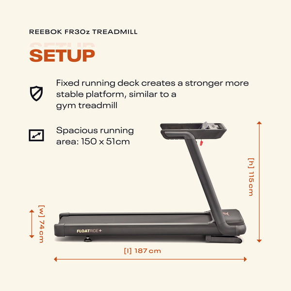 Reebok FR30z Treadmill Setup Dimensions